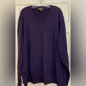 Eddie Bauer Plum Colored Cotton Cashmere Men's XXL V-Neck Sweater